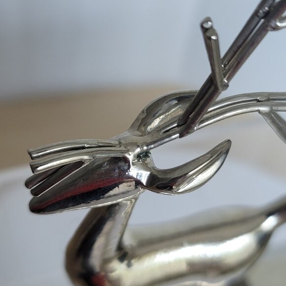 Reindeer Christmas Silver Tone Stocking Holder Hanger Mantel Decoration Set of 2 - Picture 11 of 16